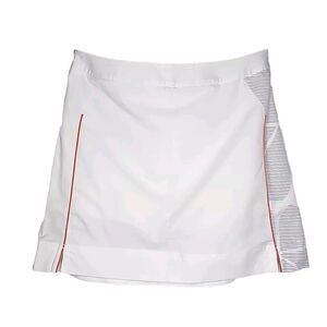 Adidas Skirt Skort Womans Size 10 White /Multicolor Zip Up Stretch Short